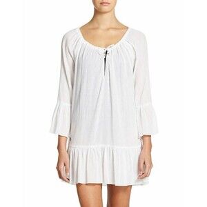 Polo Ralph Lauren Gauze Casey Swim Tunic Cover Up White Size M Bohemian Flare